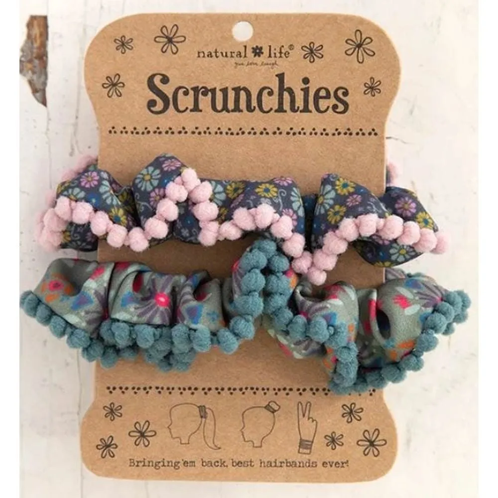 Small Pom Pom Scrunchie Set